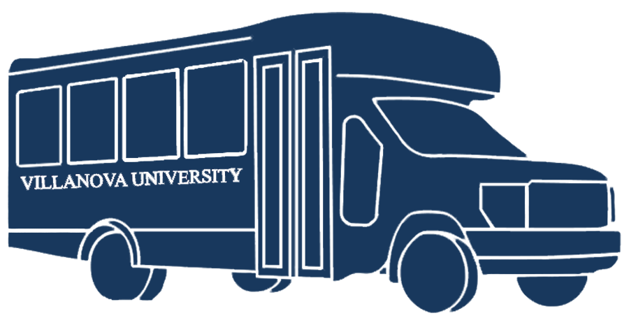 Silhouette of Villanova University's campus shuttle
