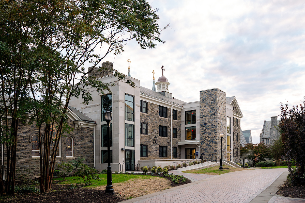 An exterior view of St. Rita's Hall